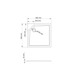 Schulte Duschwanne Quadrat extra flach 900 x 900 mm