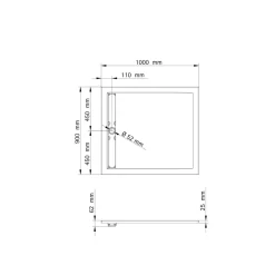 Schulte Duschwanne Rechteck extra flach Rinne 900 x 1000 mm Alpinweiß
