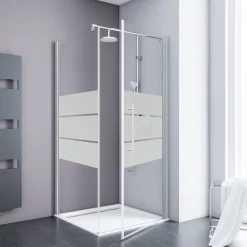 Schulte Eckdusche mit Drehtür Alexa Style 2.0 Alu Natur ESG chromfarben 90 x 90 cm