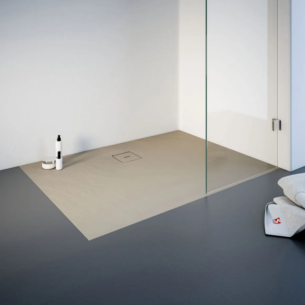 Schulte Eck-Duschwanne Rechteck Steinstruktur 120 x 4 x 80 cm sandfarben