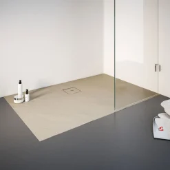 Schulte Eck-Duschwanne Rechteck Steinstruktur 140 x 4 x 90 cm sandfarben