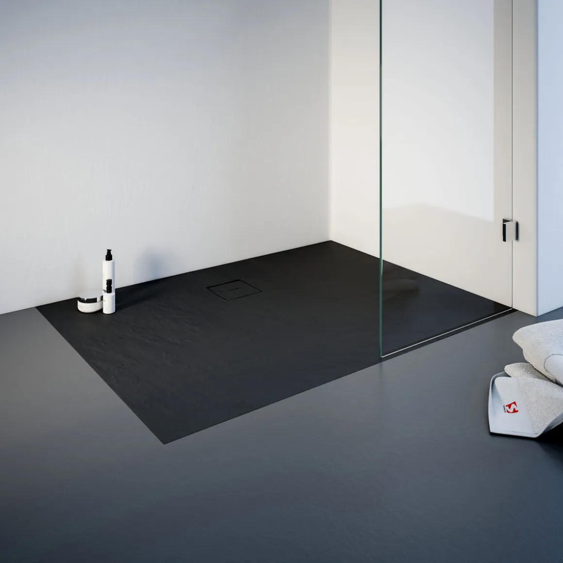 Schulte Eck-Duschwanne Rechteck Steinstruktur 120 x 4 x 90 cm anthrazit