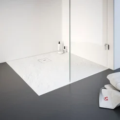 Schulte Express Plus Duschwa Mineralg Steinstr Quadrat -Plan 1200 x 1200 alpinweis