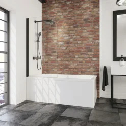 Schulte Komfort Badewannenfaltwand-1 teilig 140 x 80 cm Mattschwarz Klar hell