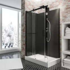 Schulte Komplettdusche Korsika 220 x 80 x 120 cm schwarz