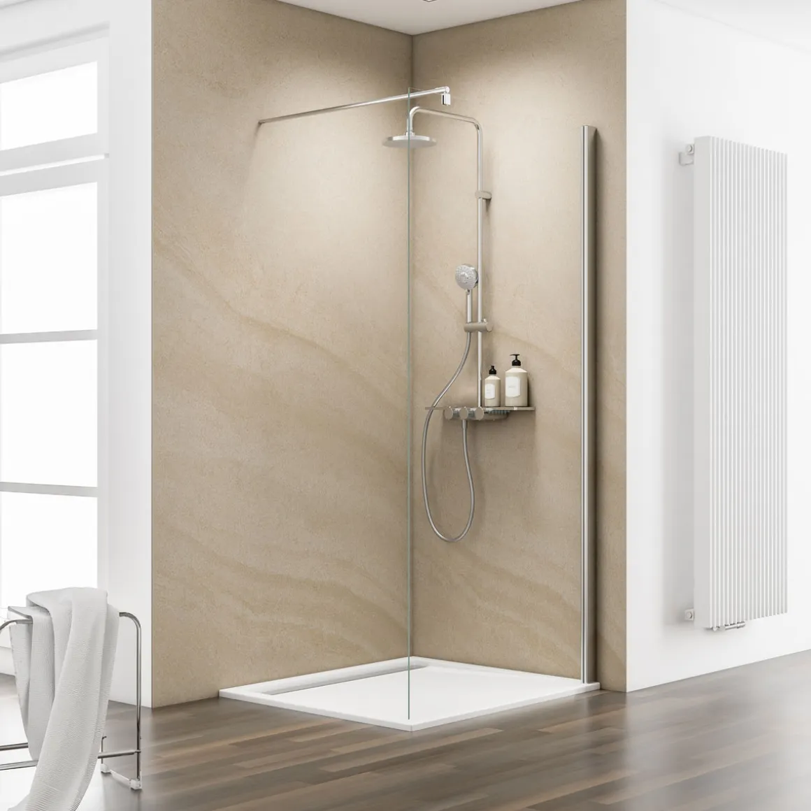 Schulte Walk In Duschwand MasterClass M6 Chromoptik ESG Fixil 70 cm fixil 500 klar hell