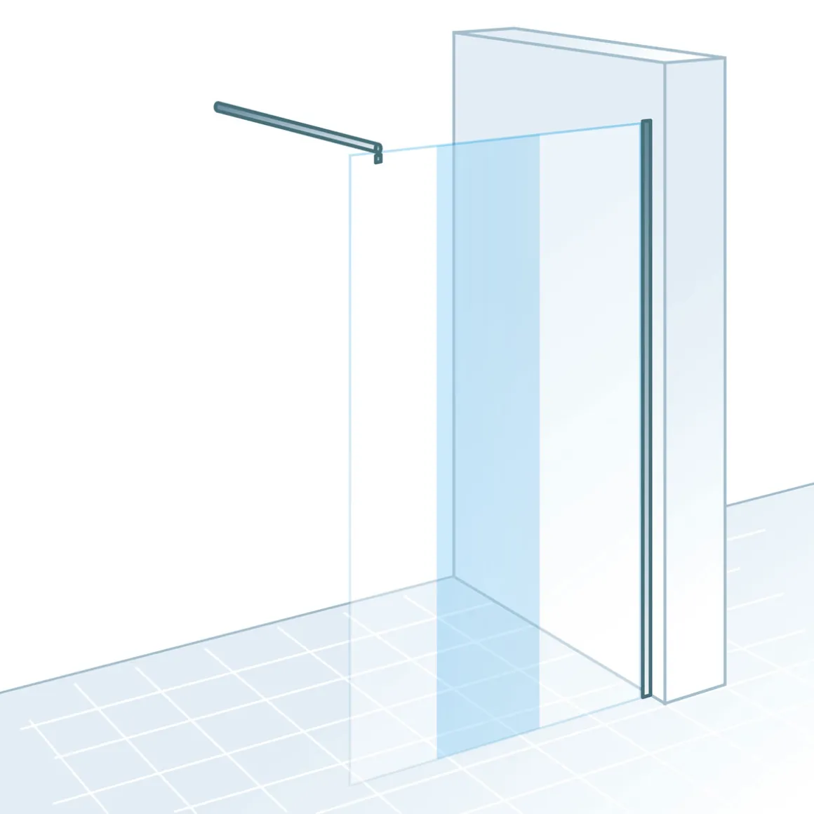 Schulte Walk In Duschwand MasterClass M6 Chromoptik ESG Fixil 70 cm fixil 500 klar hell