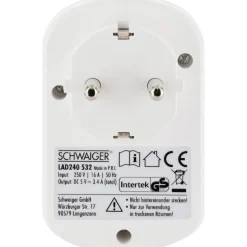 Schwaiger Ladegerät mit 2-fach USB 3.4A 230 V weiß