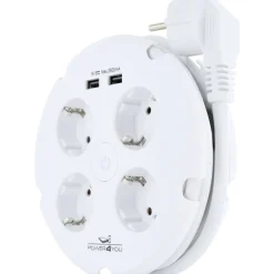 Schwaiger Steckdosenleiste 4-fach mit 2-fach USB rund weiß