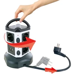 Schwaiger Steckdosentower 7-fach mit 2-fach USB