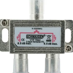 Schwaiger 2-fach Universal-Verteiler 6,5 dB für Kabel/Antenne