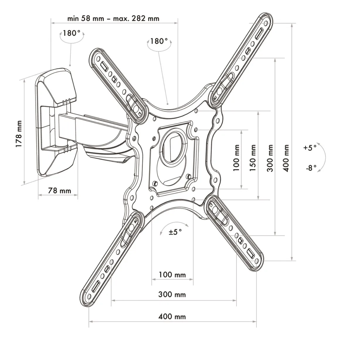 Schwaiger TV-Wandhalter Motion 3 58 bis 190 cm schwarz