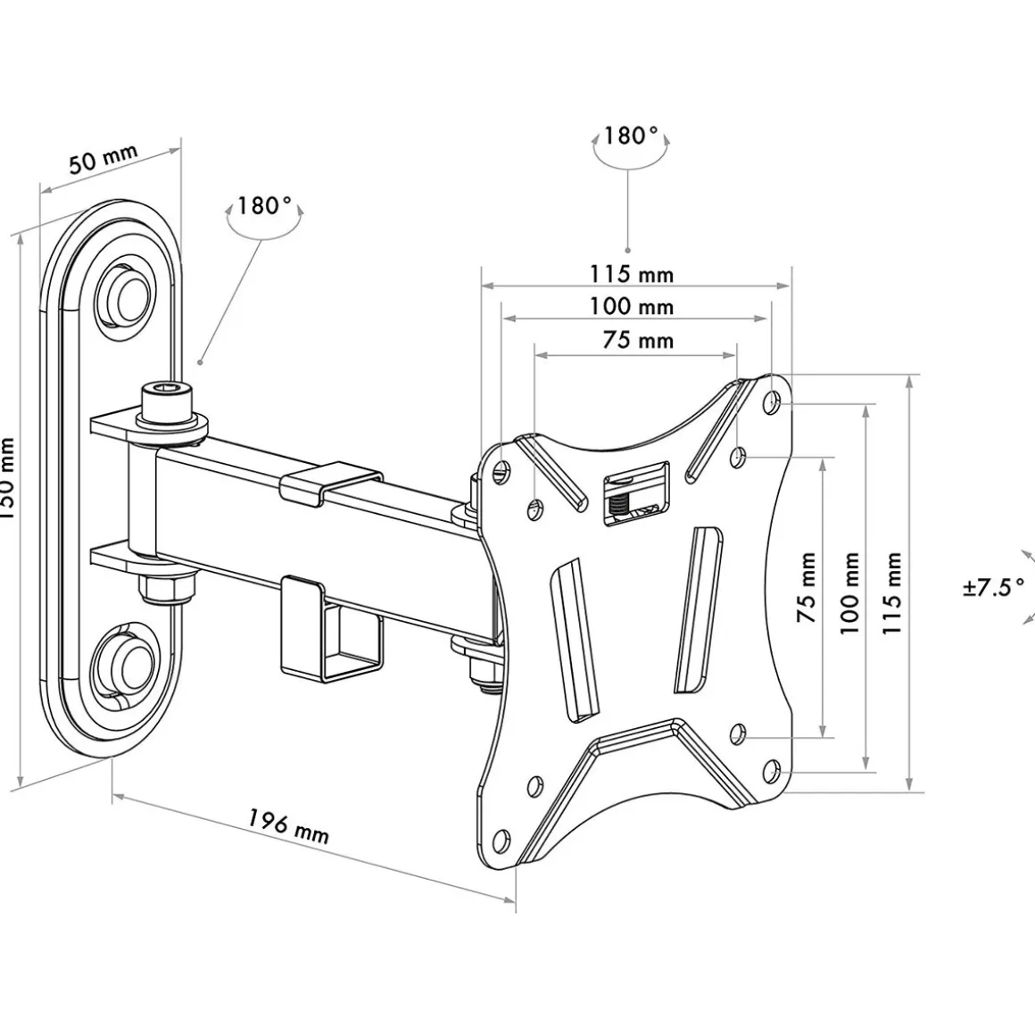 Schwaiger TV-Wandhalter Motion 2 mit Gelenken 33 bis 74 cm
