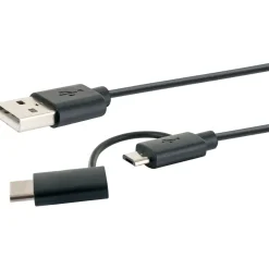 Schwaiger USB-3.1-A-Kabel mit C-Stecker/2.0 Micro1m schwarz