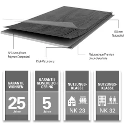 Specht Vinylboden Vinyl SPC Ambiente Fliese Paris 610 x 304,8 x 4,8 mm