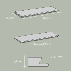 Specht Vinylboden Vinyl SPC Classic Eiche Alberta 1220 x 182 x 3,8 mm