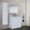 Stand-Waschplatz 80 cm 5-teiliges Set 3 Schubfächer mit Spiegel weiß