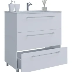 Stand-Waschplatz 80 cm 2-teilig 3 Schubfächer weiß