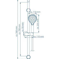 Stangenbrausen-Set zum Kleben chrom