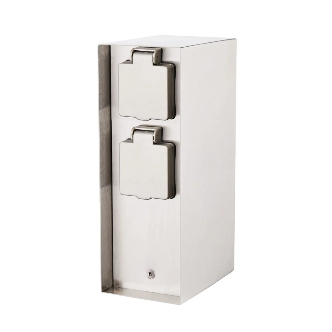 Steckdosensäule ORIO 4fach IP44 Eisen-gebürstet