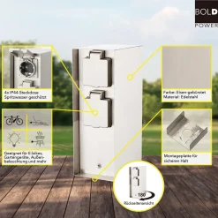 Steckdosensäule ORIO 4fach IP44 Eisen-gebürstet