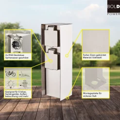 Steckdosensäule ORIO 2fach IP44 Eisen-gebürstet