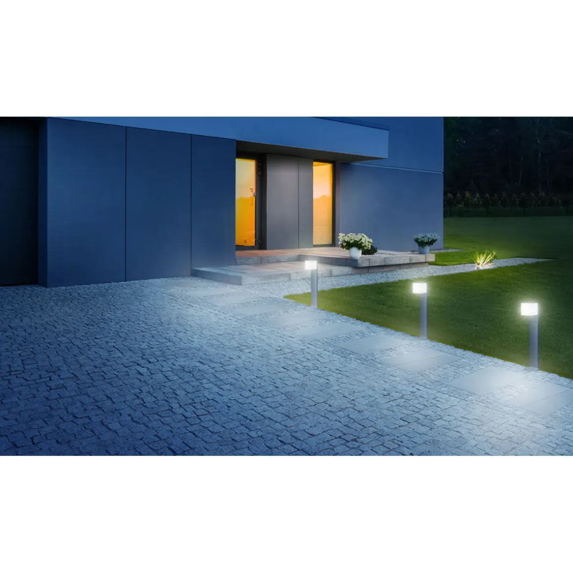 Steinel Standaußenleuchte mit Bewegungsmelder GL 80 SC iHF-Sensor silber