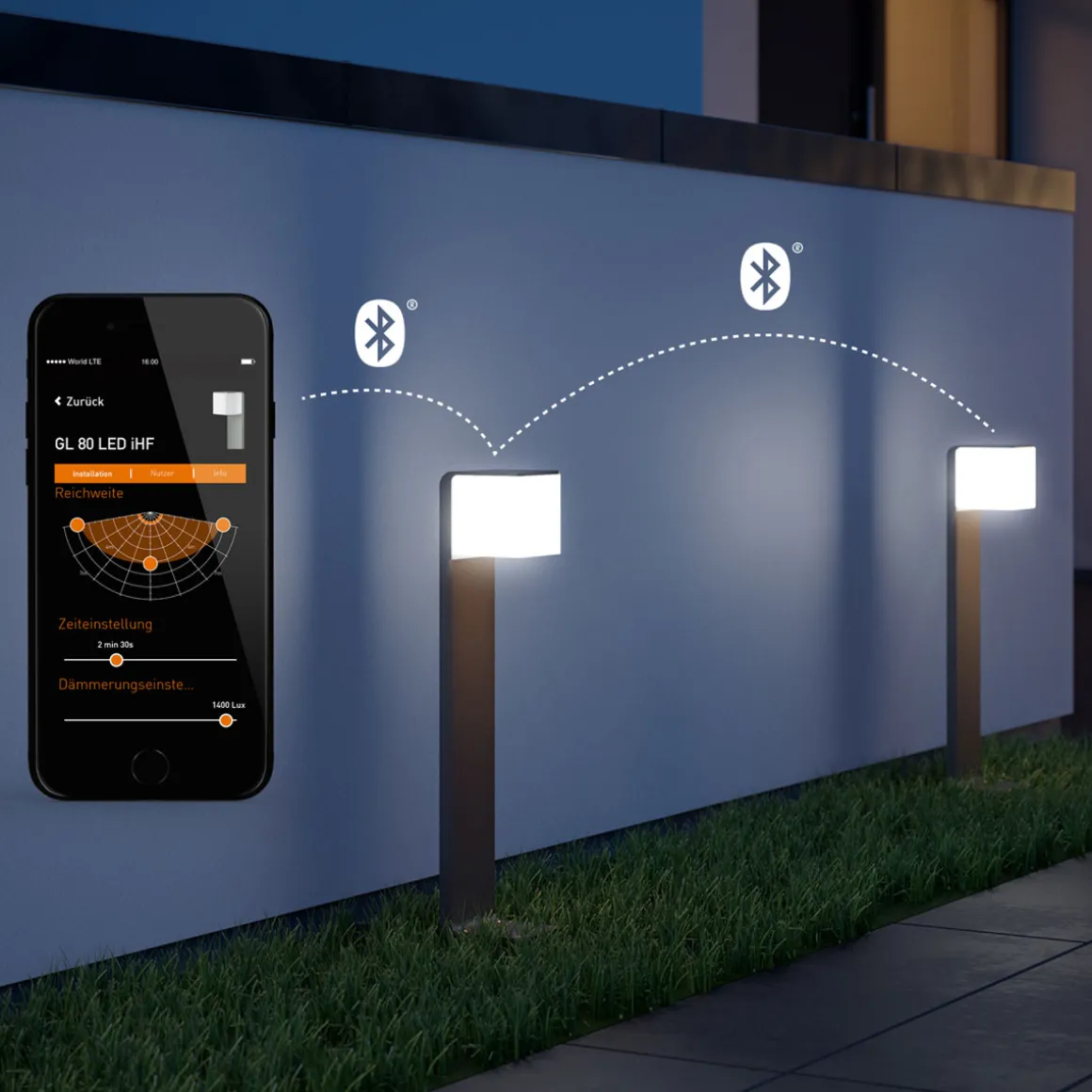 Steinel Standaußenleuchte mit Bewegungsmelder GL 80 SC iHF-Sensor silber