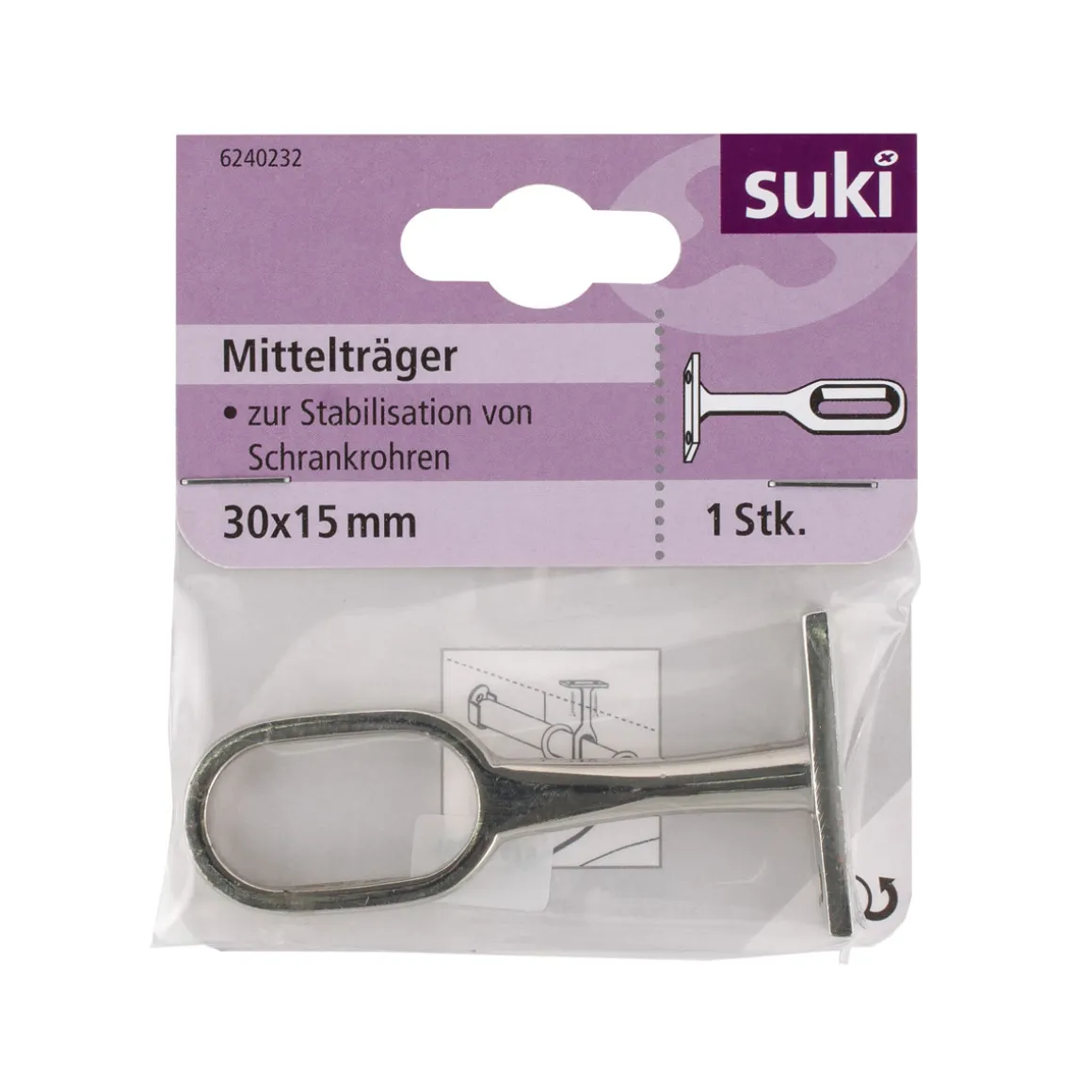 Suki Mittelhalter Durchmesser 3 cm oval silber