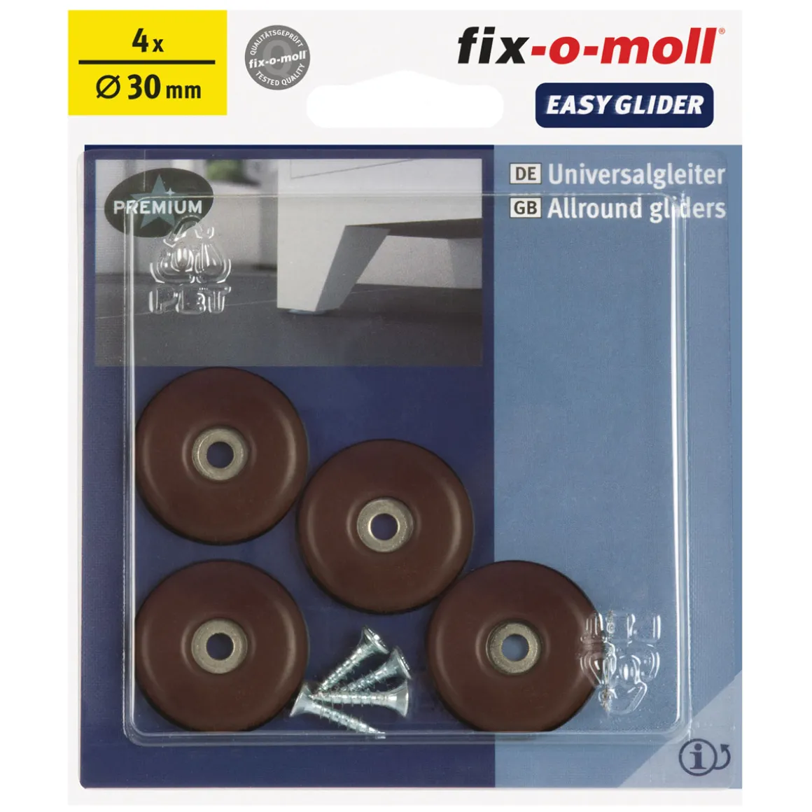 Suki Universalgleiter Easy Glider mit Schraube Durchmesser 3 cm braun 4 Stück