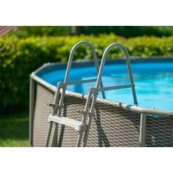 Summer Waves Active Frame Pool 457x457x107cm Rattan Braun