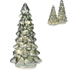 Tannenbaum mit LED 24cm Glas metallic grün
