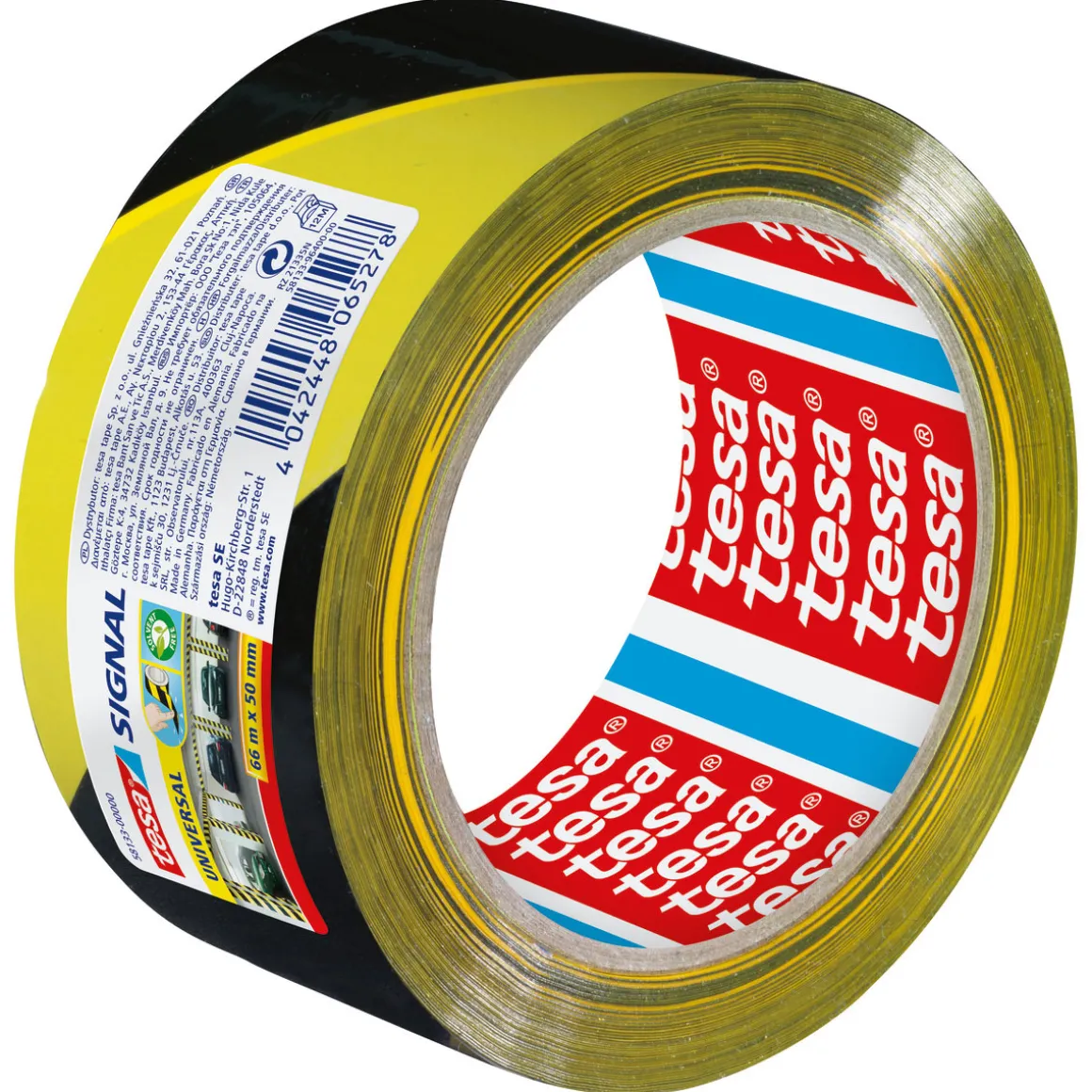 Tesa Signalband Markierungsklebeband Universal gelb-schwarz 66m x 50mm