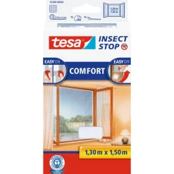 Tesa Fliegengitter Comfort 130 x 150 cm weiß für Fenster mit Klettband