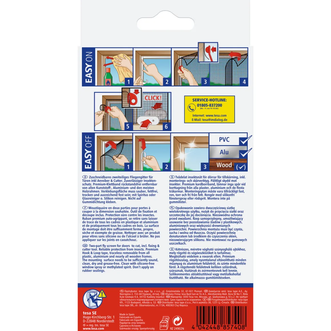 Tesa Fliegengitter Comfort für Türen anthrazit 2 x 2,20m inkl Klettband