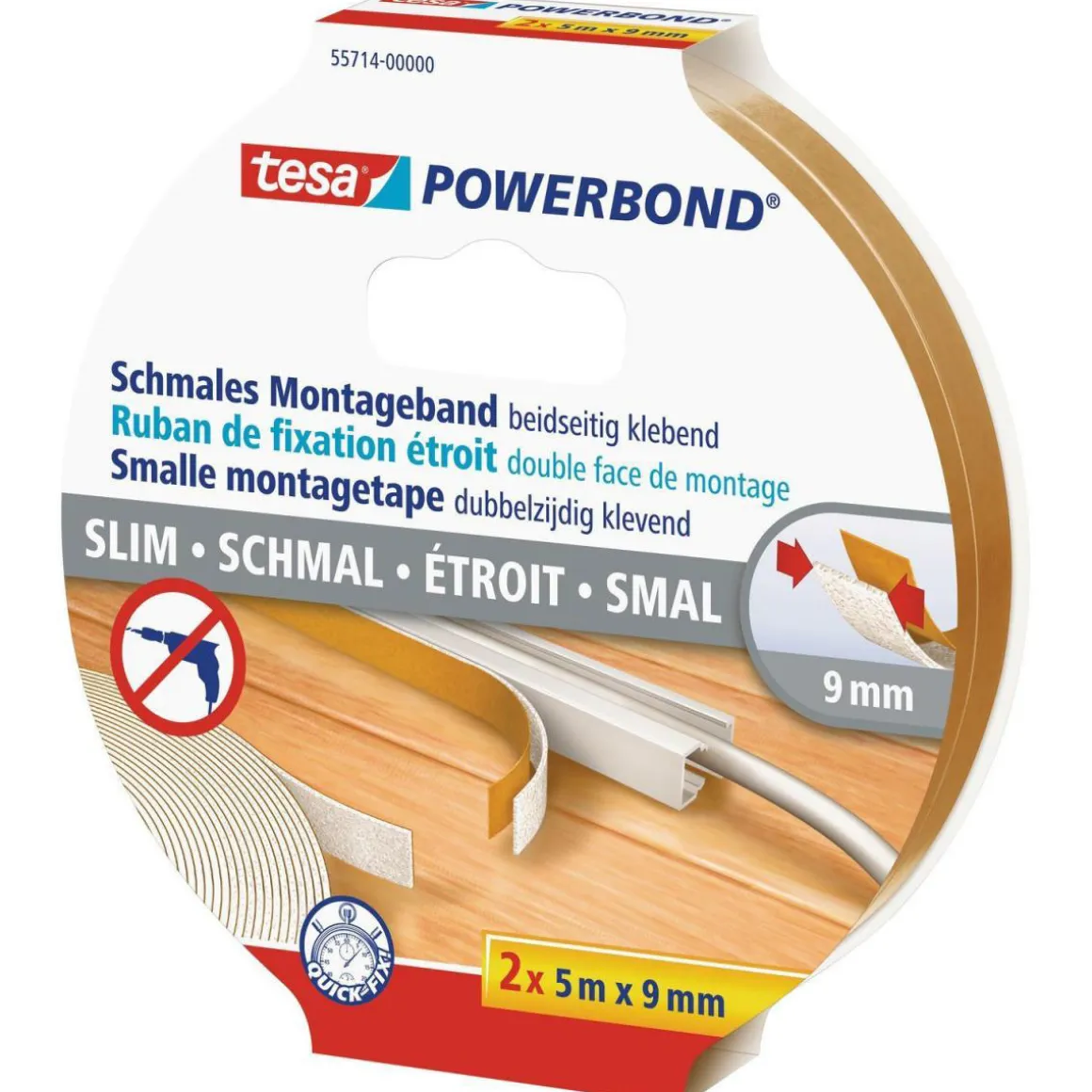 Tesa Powerbond Montageband 2 x 5mx9 mm