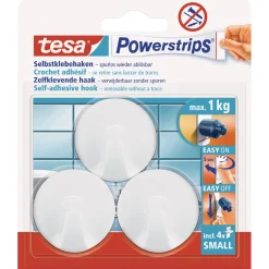Tesa Powerstrips Haken Small rund weiß 3 Stück