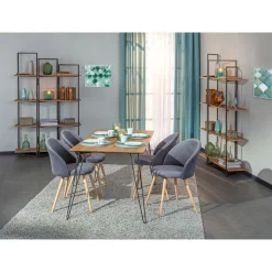 Tisch „Tacona“, Metall, Eiche Artisan