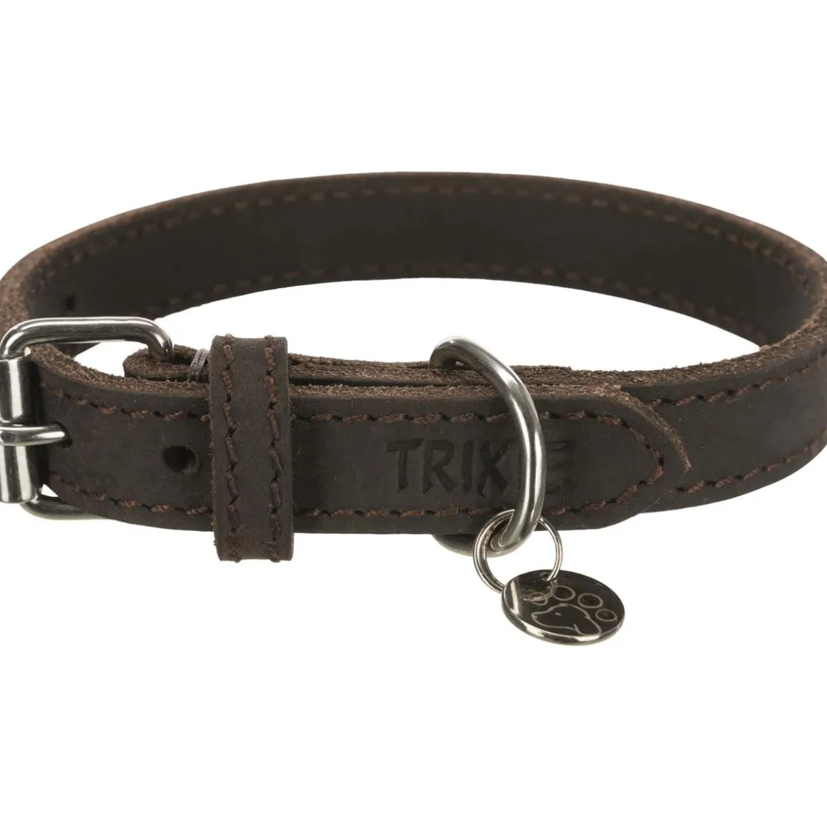 Trixie Rustic Fettleder Halsband XS-S dunkelbraun 27-34 cm/18 mm
