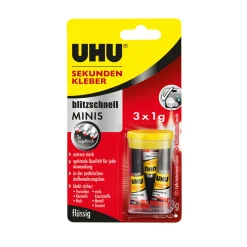 UHU Sekundenkleber blitzschnell minis flüssig 3 x 1 g