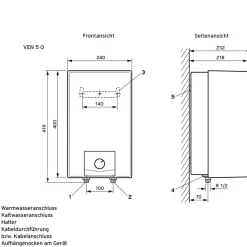 Vaillant Obertischspeicher VEN 5/7-5 O drucklos 5 Liter