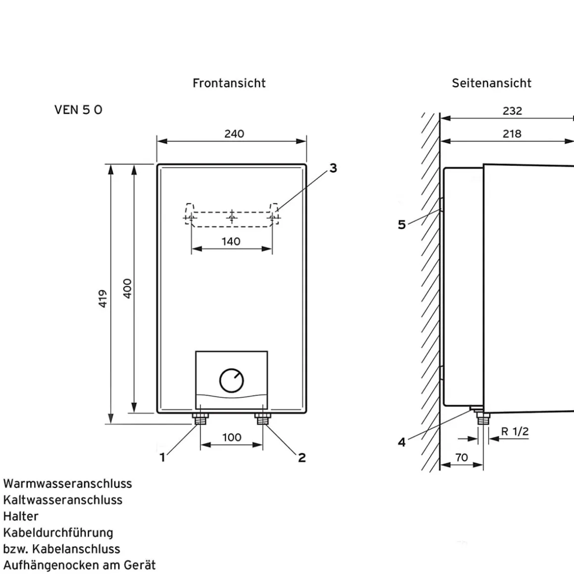 Vaillant Obertischspeicher VEN 5/7-5 O drucklos 5 Liter