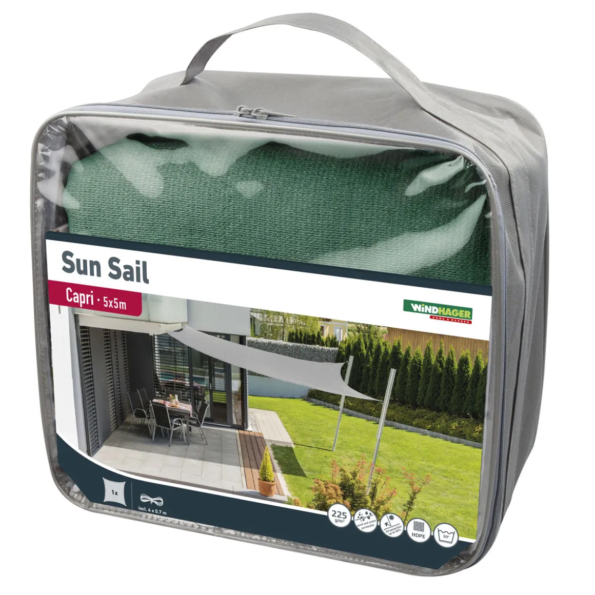 Vierec-Segel Capri 5 x 5 m olive