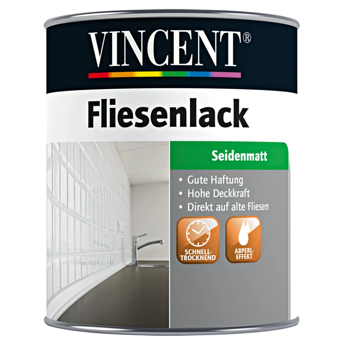 Vincent Fliesenlack weiß seidenmatt 750 ml