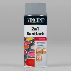 Vincent 2in1 Buntlack Spray silbergrau glänzend 400 ml