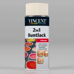 Vincent 2in1 Buntlack Spray Cremeweiß glänzend 0,4 L