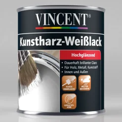 Vincent Kunstharz Weißlack Brilliantweiß hochglänzend 125 ml