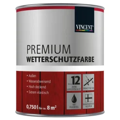 Vincent Premium Wetterschutzfarbe Schokobraun 0,75 L