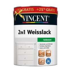 Vincent weißlack 2in1 weißlack brilliantweiß seidenmatt 3,125 L