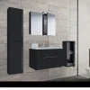 Waschplatz 80 cm 5-teiliges Set 1 Schubfach mit Spiegelschrank schwarz
